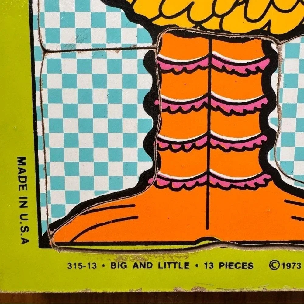 Playskool x Sesame Street Puzzle Wooden Big Bird VTG Toy 1973 Muppets 13 Pcs